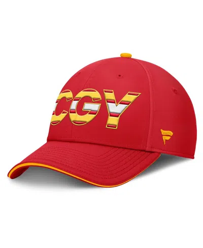 Fanatics Men's Red/gold Calgary Flames Authentic Pro Rink Team Code Flex Hat In Red,gold