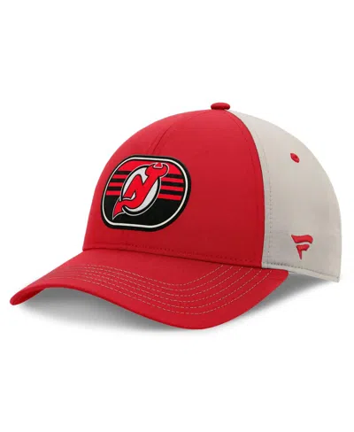 Fanatics Men's Red/gray New Jersey Devils 2025 Stanley Cup Playoffs Locker Room Trucker Adjustable Hat In Multi