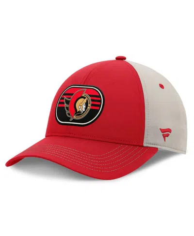 Fanatics Men's Red/gray Ottawa Senators 2025 Stanley Cup Playoffs Locker Room Trucker Adjustable Hat In Multi