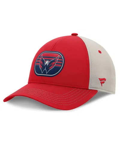 Fanatics Men's Red/gray Washington Capitals 2025 Stanley Cup Playoffs Locker Room Trucker Adjustable Hat In Multi