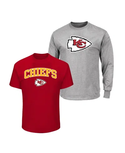Fanatics Men's Red/heather Gray Kansas City Chiefs Big & Tall 2-pack T-shirt Set In Multi