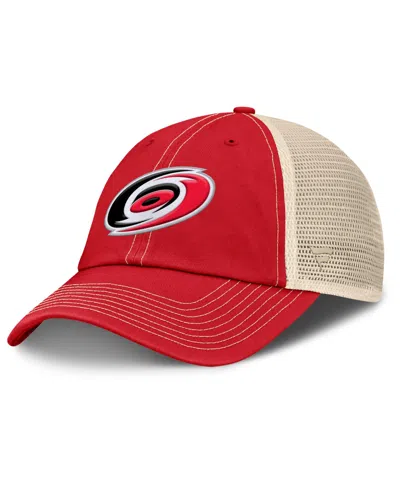 Fanatics Men's Red/natural Carolina Hurricanes Rival Trucker Adjustable Hat In Red,natural