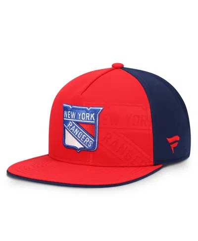 Fanatics Men's Red/navy New York Rangers Snapback Hat In Red,navy