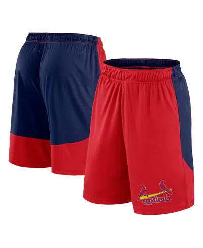 Fanatics Men's Red/navy St. Louis Cardinals Launch Polyester Shorts In Red,navy