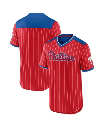 Fanatics Men's Red/royal Philadelphia Phillies Walk-off V-neck T-shirt