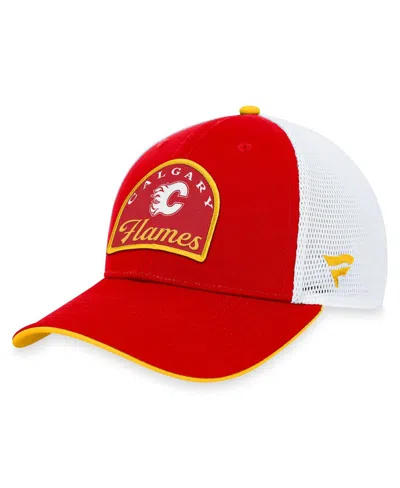 Fanatics Men's Red/white Calgary Flames Fundamental Adjustable Hat In Red,white