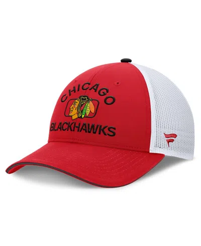 Fanatics Men's Red/white Chicago Blackhawks Authentic Pro Rink Trucker Hat