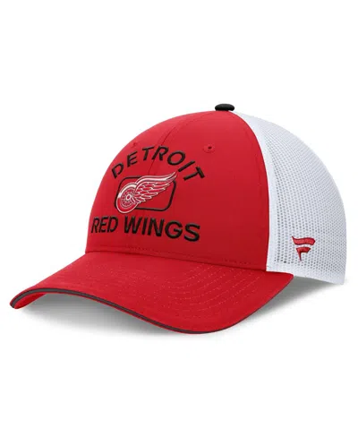 Fanatics Men's Red/white Detroit Red Wings Authentic Pro Rink Trucker Hat In Red,white