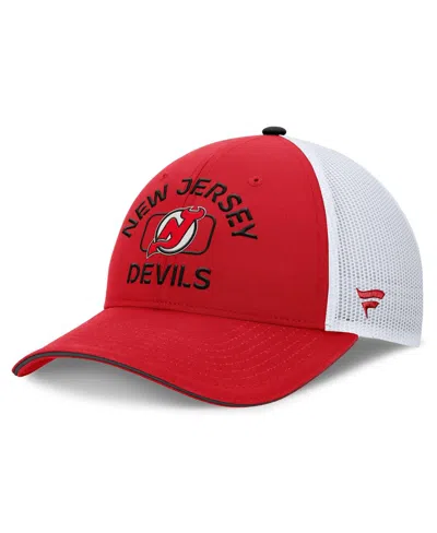 Fanatics Men's Red/white New Jersey Devils Authentic Pro Rink Trucker Hat