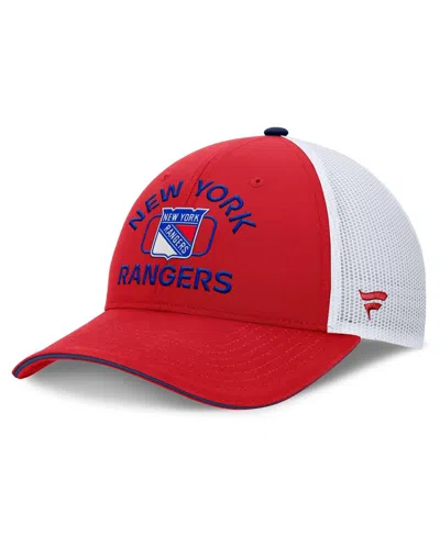 Fanatics Men's Red/white New York Rangers Authentic Pro Rink Trucker Hat In Red,white
