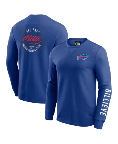Fanatics Men's Royal Buffalo Bills Washed Waffle-knit Long Sleeve T-shirt