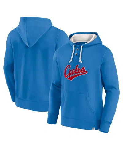 Fanatics Men's Royal Chicago Cubs Plan For Adversity Henley Fleece Pullover Hoodie In Blue