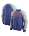 Fanatics Men's Royal/heather Gray Buffalo Bills Colorblock Pullover Sweatshirt In Royal,heather Gray