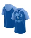 Fanatics Men's Royal Kansas City Royals Prime Raglan Short Sleeve Hoodie T-shirt