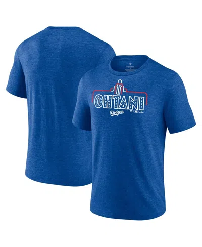 Fanatics Men's Royal Los Angeles Dodgers Exclusive Neon Tri-blend T-shirt In Blue