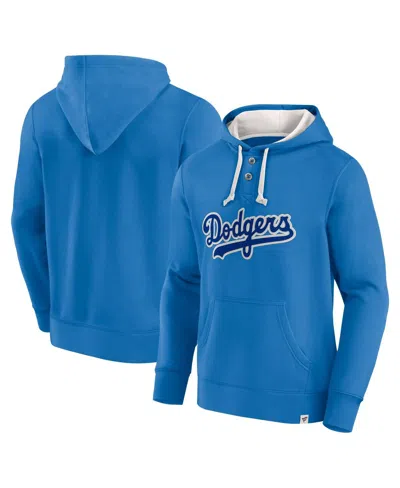 Fanatics Men's Royal Los Angeles Dodgers Plan For Adversity Henley Fleece Pullover Hoodie In Royal,cream