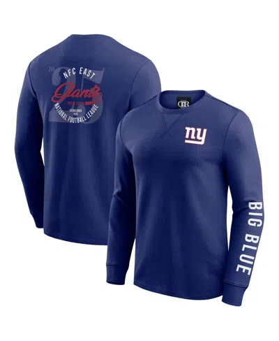 Fanatics Men's Royal New York Giants Washed Waffle-knit Long Sleeve T-shirt