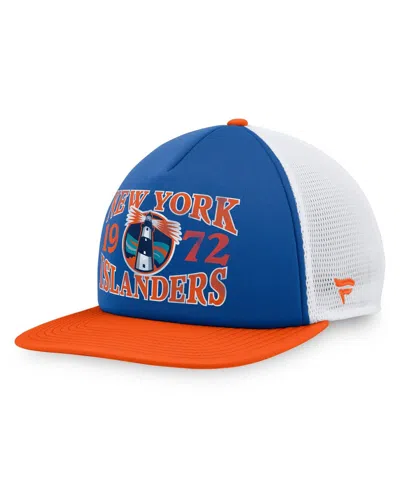Fanatics Men's Royal New York Islanders Heritage Foam Front Adjustable Trucker Hat In Blue