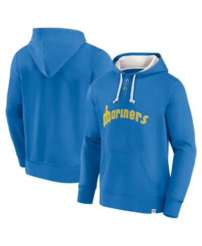 Fanatics Men's Royal Seattle Mariners Plan For Adversity Henley Fleece Pullover Hoodie In Royal,cream