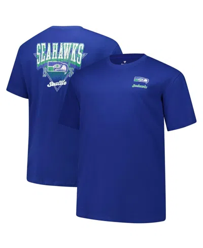 Fanatics Men's Royal Seattle Seahawks Big Tall Throwback Logo T-shirt In Blue