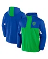 Fanatics Men's Royal Seattle Sounders Fc Free Kick Woven Quarter-zip Hoodie Jacket In Royal