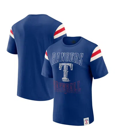 Fanatics Men's Royal Texas Rangers Distressed Sleeve Stripe T-shirt In Blue