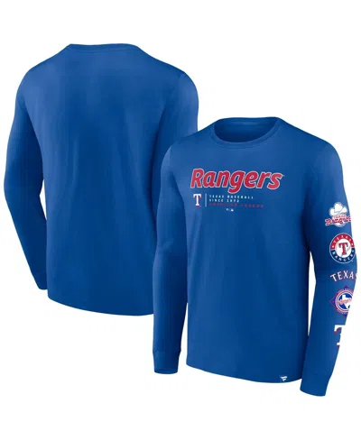 Fanatics Men's Royal Texas Rangers Strike The Goal Long Sleeve T-shirt