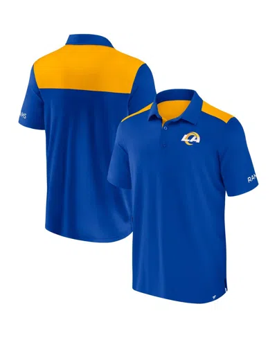 Fanatics Men's Royal/gold Los Angeles Rams Color Block Polo Shirt In Blue