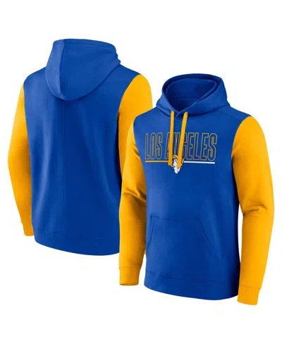 Fanatics Men's Royal/gold Los Angeles Rams Outline Pullover Hoodie In Royal,gold