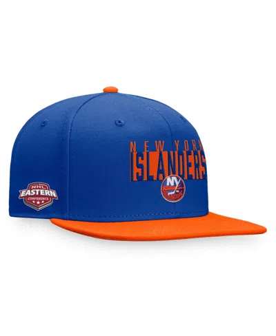 Fanatics Men's Royal/orange New York Islanders Fundamental Colorblocked Snapback Hat In Royal,orange