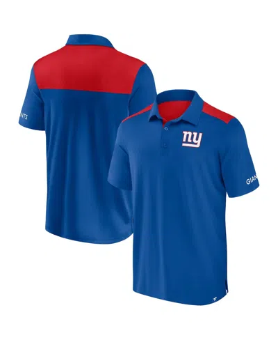 Fanatics Men's Royal/red New York Giants Color Block Polo Shirt In Royal,red