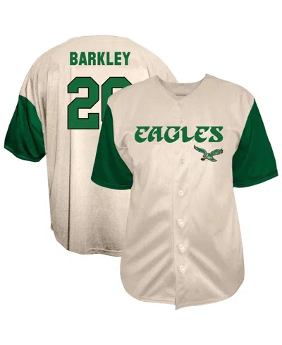 Fanatics Men's Saquon Barkley Cream Philadelphia Eagles Big Tall Baseball Button-up Shirt In White