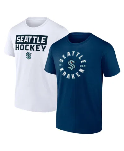 Fanatics Men's Seattle Kraken Serve Combo Pack T-shirt In Orange,black