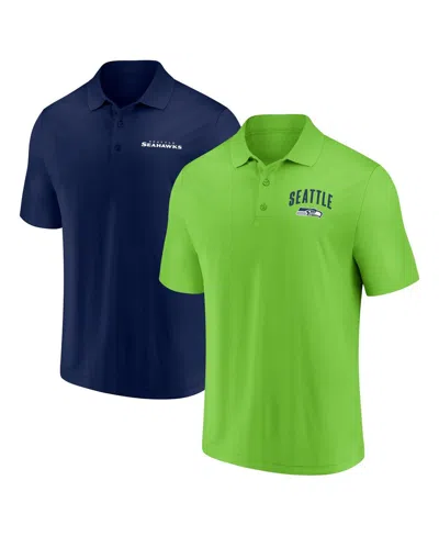 Fanatics Men's Seattle Seahawks Lockup Two-pack Polo Set In Navy,green