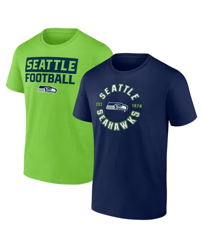 Fanatics Men's Seattle Seahawks Serve T-shirt Combo Pack In Navy,green