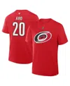 Fanatics Men's Sebastian Aho Red Carolina Hurricanes Authentic Stack Name Number T-shirt In Red