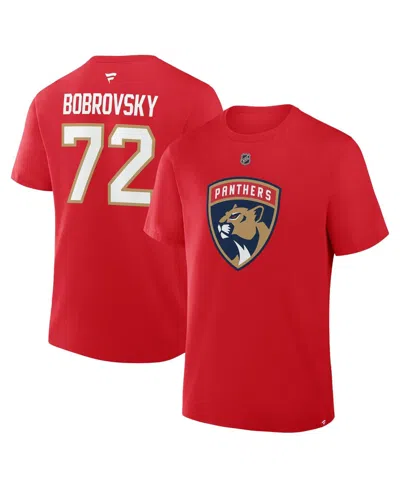 Fanatics Men's Sergei Bobrovsky Red Florida Panthers Authentic Stack Name Number T-shirt