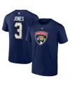 Fanatics Men's Seth Jones Navy Florida Panthers Authentic Stack Name Number T-shirt In Blue