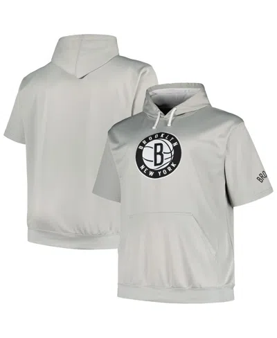 Fanatics Men's Silver Brooklyn Nets Big Tall Logo Pullover Hoodie In Multi