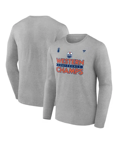 Fanatics Men's Steel Edmonton Oilers 2024 Western Conference Champions Locker Room Long Sleeve T-shirt