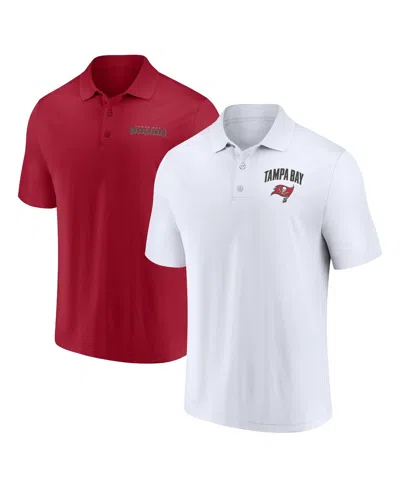 Fanatics Men's Tampa Bay Buccaneers Lockup Two-pack Polo Set In Cardinal,white