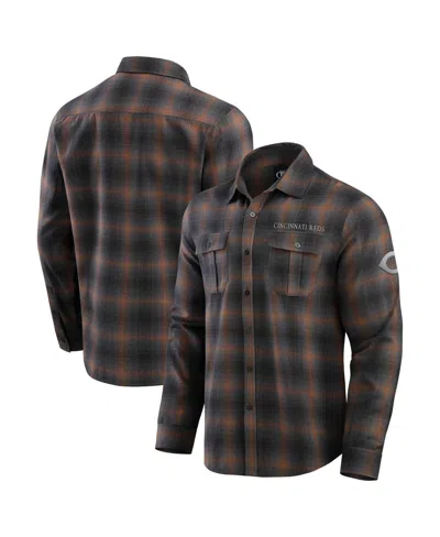 Fanatics Men's Tan Cincinnati Reds Classic Flannel Long Sleeve Button-up Shirt