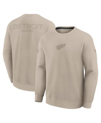Fanatics Men's Tan Detroit Red Wings Authentic Pro Road Tri-blend Sweatshirt In Multi