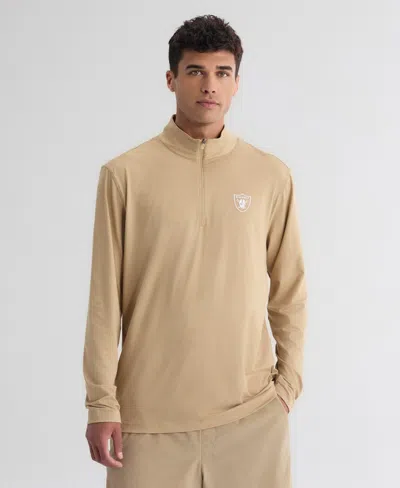 Fanatics Men's Tan Las Vegas Raiders Clutch Quarter-zip Pullover Sweatshirt