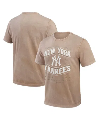 Fanatics Men's Tan New York Yankees Sun Faded T-shirt In Brown