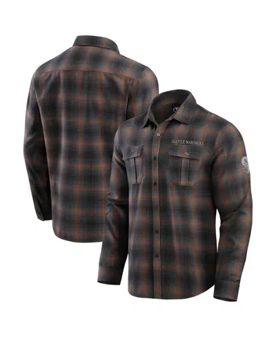 Fanatics Men's Tan Seattle Mariners Classic Flannel Long Sleeve Button-up Shirt