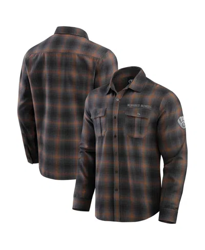 Fanatics Men's Tan/charcoal San Francisco Giants Classic Flannel Long Sleeve Button-up Shirt