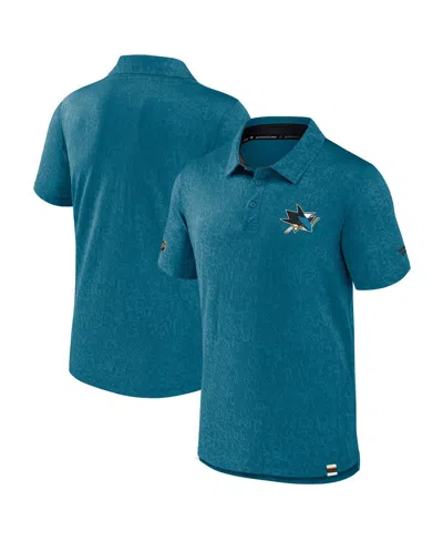 Fanatics Men's Teal San Jose Sharks Authentic Pro Jacquard Polo Shirt In Blue