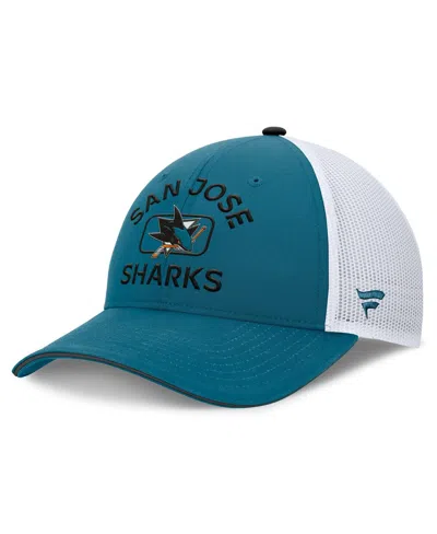 Fanatics Men's Teal/white San Jose Sharks Authentic Pro Rink Trucker Hat In Teal,white