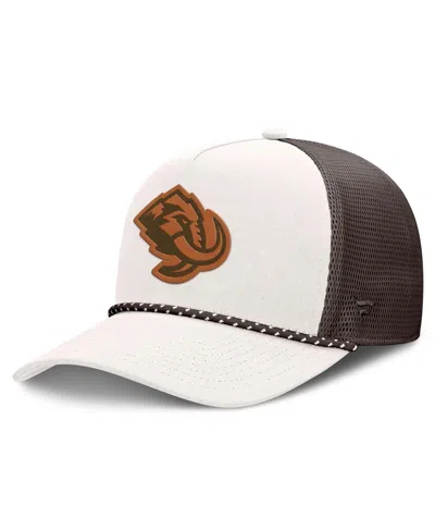 Fanatics Men's Utah Mammoth Level Up Bronco Structured Rope-embellishment Trucker Hat In Cream,brown